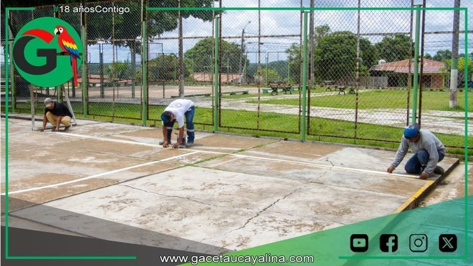 Municipalidad inicia pintado y demarcación en losas deportivas del Shiringal Contamana