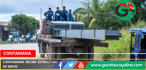 Contamana recibe estructura metálica para culminar puente 8 de Mayo