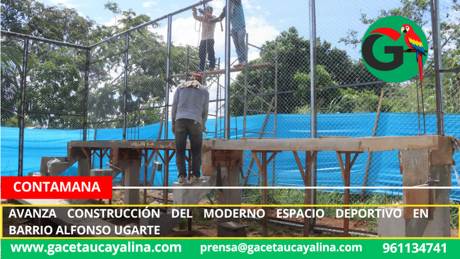 Avanza construcción del moderno espacio deportivo en barrio Alfonso Ugarte en Contamana