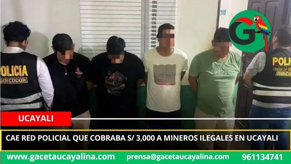 Cae red policial que cobraba S/ 3,000 a mineros ilegales en Ucayali.