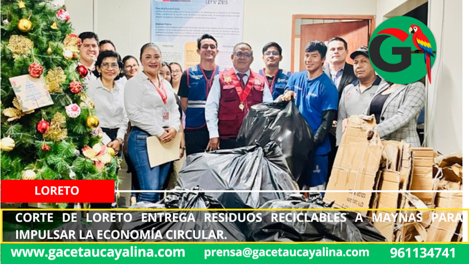Corte de Loreto entrega residuos reciclables a Maynas para impulsar la economía circular.