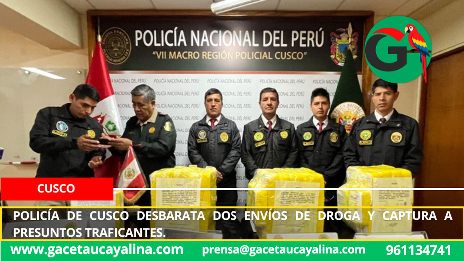 Policía de Cusco desbarata dos envíos de droga y captura a presuntos traficantes.