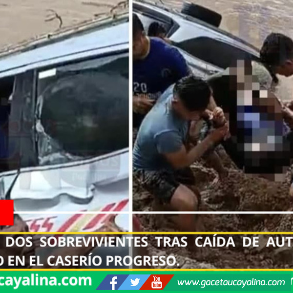 Un muerto y dos sobrevivientes tras caída de auto al río por deslizamiento en el caserío Progreso.