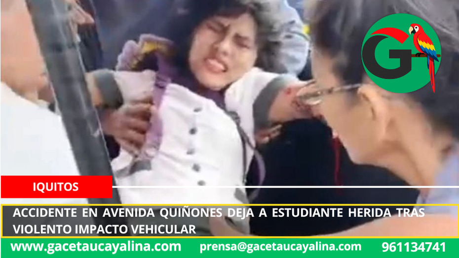 Accidente en avenida Quiñones deja a estudiante loretana herida tras violento impacto vehicular.