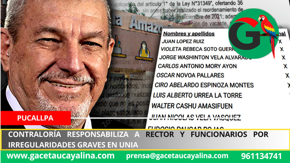 Contraloría responsabiliza a rector y funcionarios por irregularidades graves en UNIA
