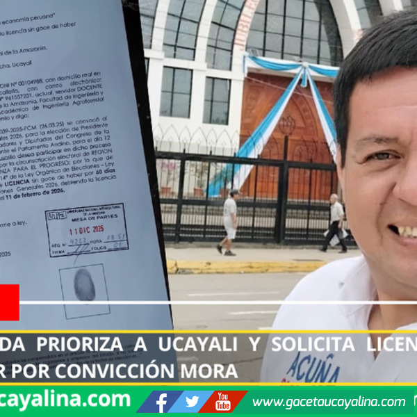 Edwin Miranda prioriza a Ucayali y solicita licencia sin goce de haber por convicción moral