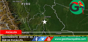 Movimiento sísmico de 4.3 remeció Ucayali con epicentro al sur de Pucallpa.