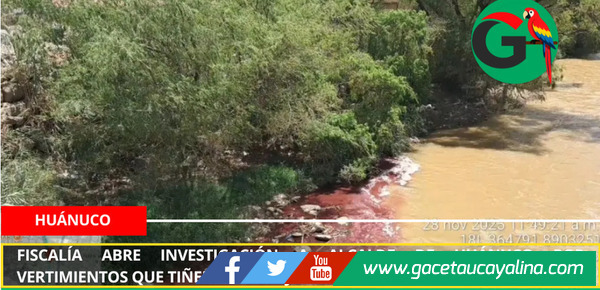 Fiscalía abre investigación a alcalde de Huánuco por vertimientos que tiñeron de rojo el río Huallaga.