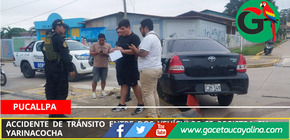 Choque vehicular deja solo daños materiales en Yarinacocha