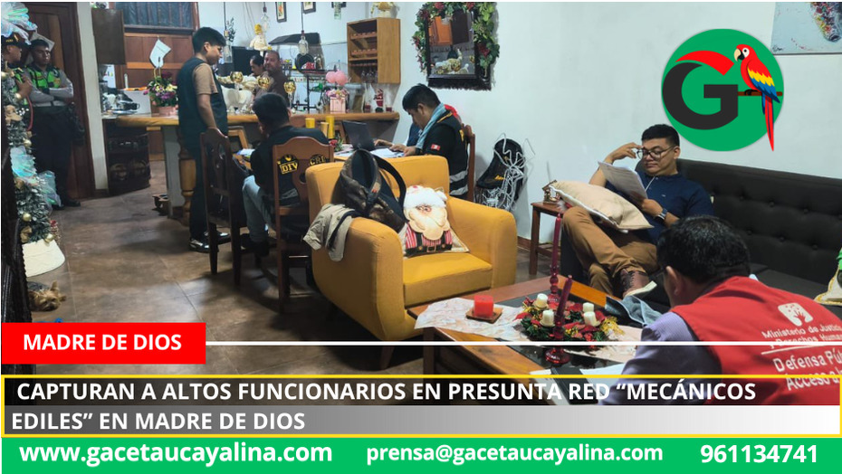 Megaoperativo anticorrupción desarticula a los presuntos “Mecánicos Ediles” en Tambopata