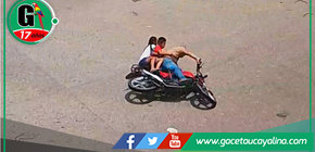 Motociclista con dos menores sufre despiste en curva peligrosa en Pucallpa