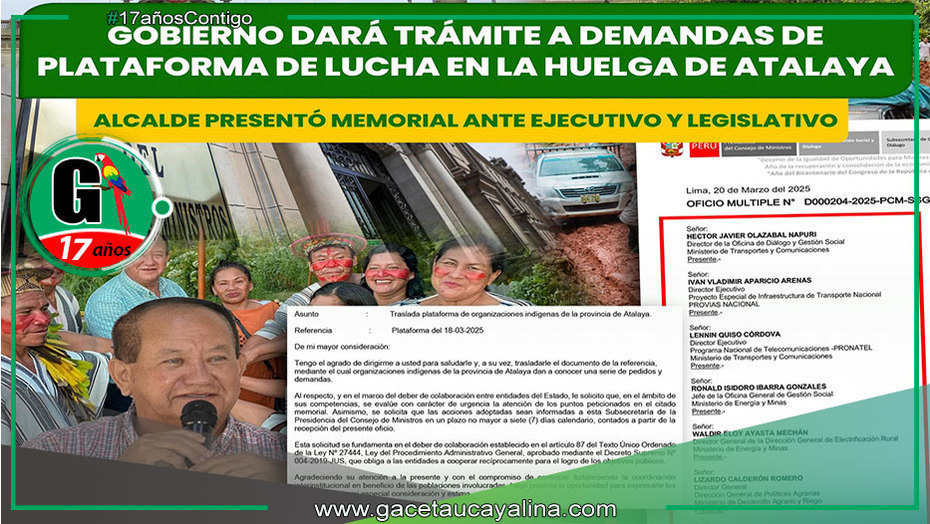 Alcalde atalayino Logra fondos para carretera Atalaya-Puerto Ocopa