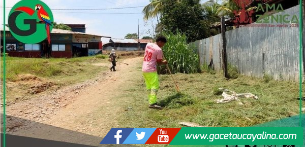 Municipalidad de Ucayali mantiene áreas verdes en barrio Los Jardines