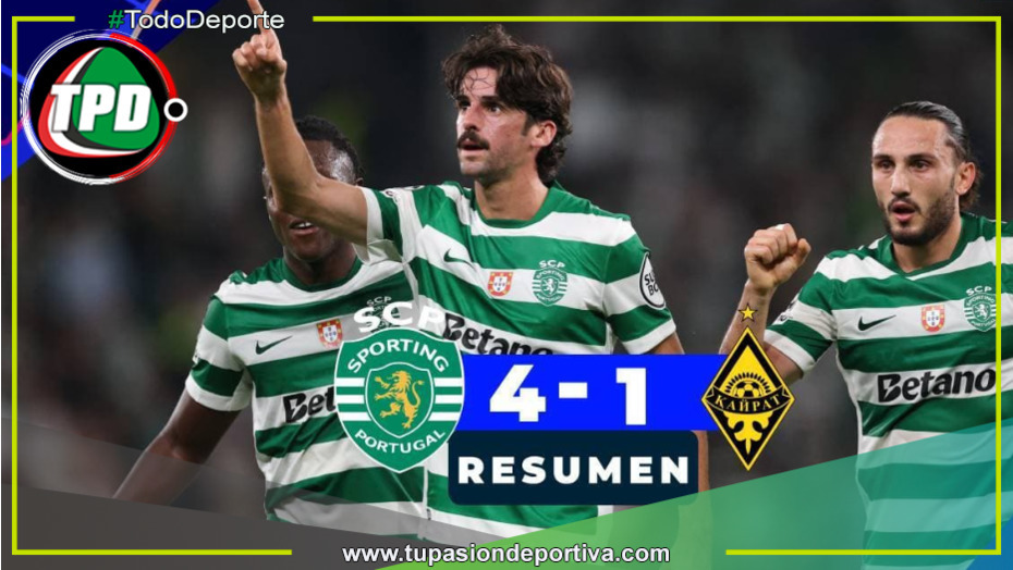 Sporting Lisboa goleó 4-1 a Kairat Almaty en la Champions