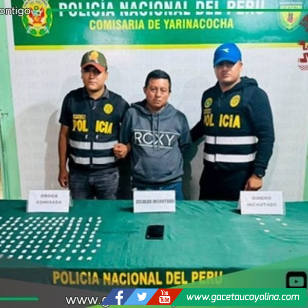 Detienen a enfermero en Pucallpa con 144 envoltorios de droga