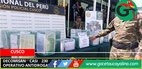 Decomisan casi 230 kilos de cocaína en Cusco durante operativo antidrogas