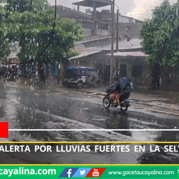Indeci emite alerta por lluvias fuertes en la selva desde este sábado