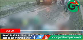 Rayo mata a familia completa cuando viajaban por ruta rural de Espinar, Cusco