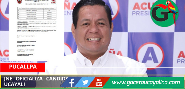 JNE oficializa candidatura de Ing. Edwin Miranda Ruiz en Ucayali