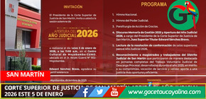 Corte Superior de Justicia de San Martín abrirá el Año Judicial 2026 este 5 de enero