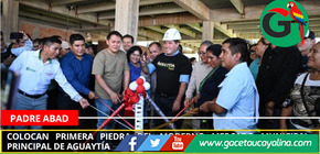 Colocan primera piedra del moderno mercado municipal principal de Aguaytía