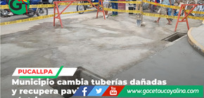 Municipalidad de Coronel Portillo repara pavimento hundido en Pucallpa