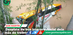 Bus interprovincial cae a río en San Martín y deja heridos