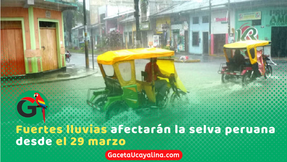 Senamhi advierte lluvias fuertes en la selva desde este domingo 29