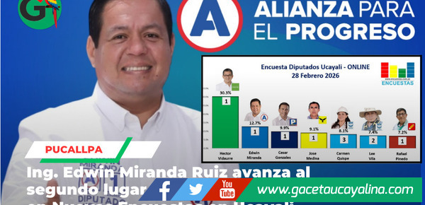 Nuevas encuestas colocan al Ing. Edwin Miranda Ruiz segundo en Ucayali como Diputado
